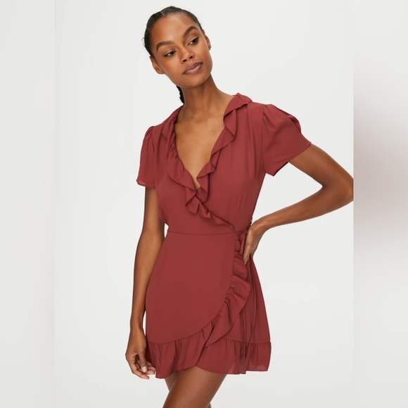 Aritzia Sunday best ruffle wrap dress - Picture 3 of 5